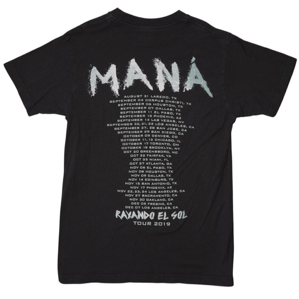 Maná Rayando El Sol Tour 2019 Concert T-Shirt Black Band Tee Size S - Picture 4 of 5